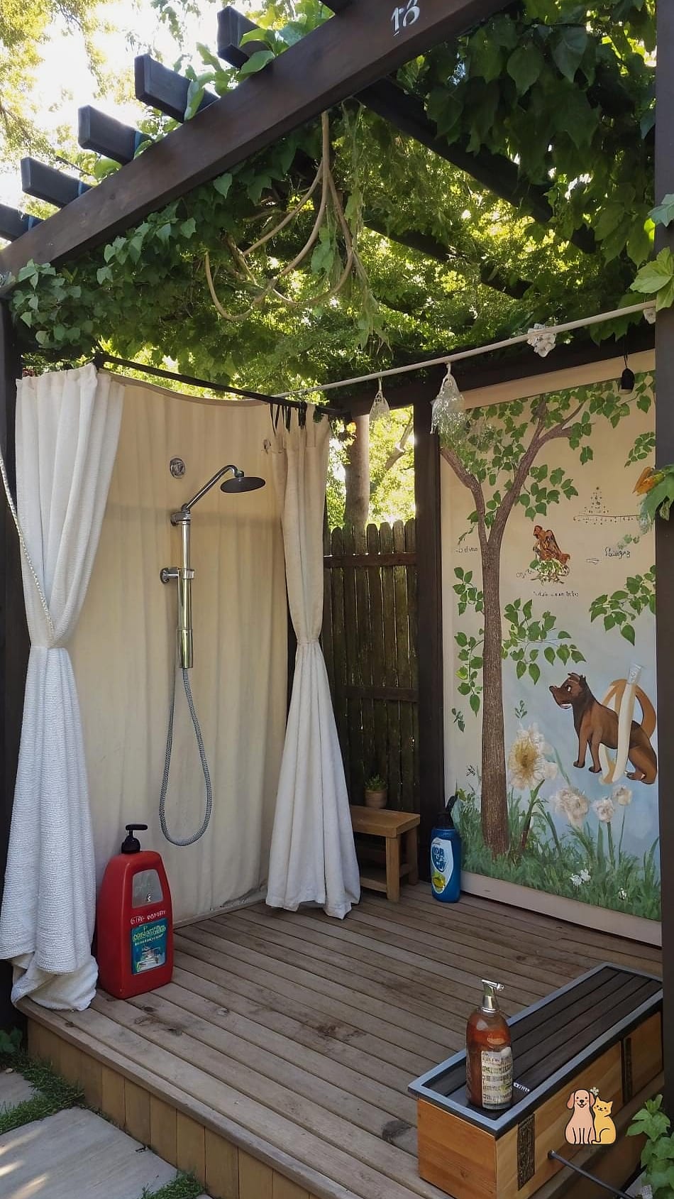 22 Perfect Outdoor Dog Shower Ideas That Are Totally Worth It 6 The Pergola-Covered Shower Nook
