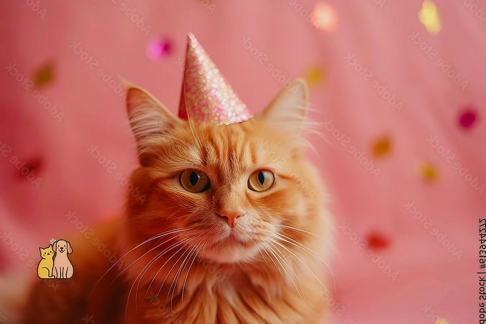 Pink and Gold Cat Birthday Cake Setup