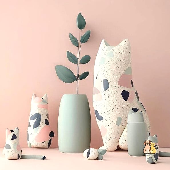 Pink Terrazzo Print Cat Bed Cushion