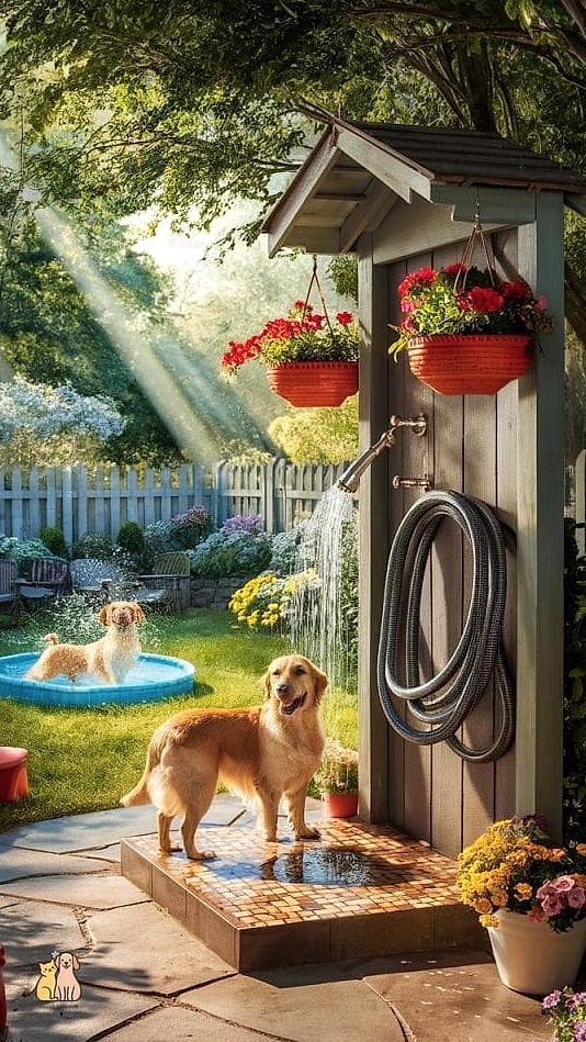22 Perfect Outdoor Dog Shower Ideas That Are Totally Worth It 16 The Poolside Rinse Station