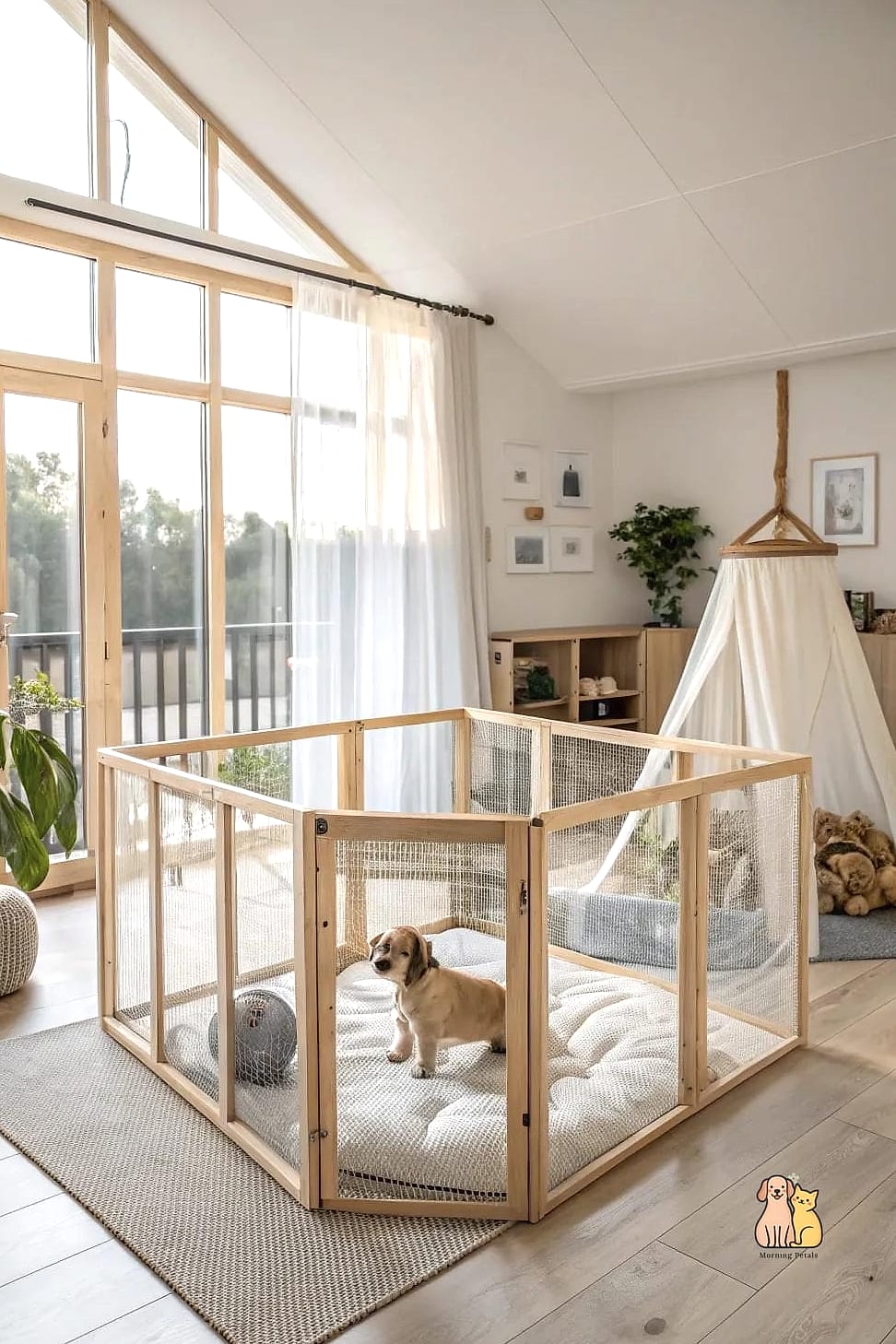 Puppy Playpen with Built-In Potty Corner