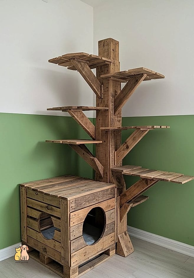 The Reclaimed Wood Pallet Cat Tree