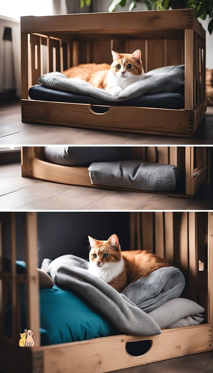 50 Budget-friendly Cat Food Station Ideas Your Pet Will Beg For More 36 The Repurposed Crate Table