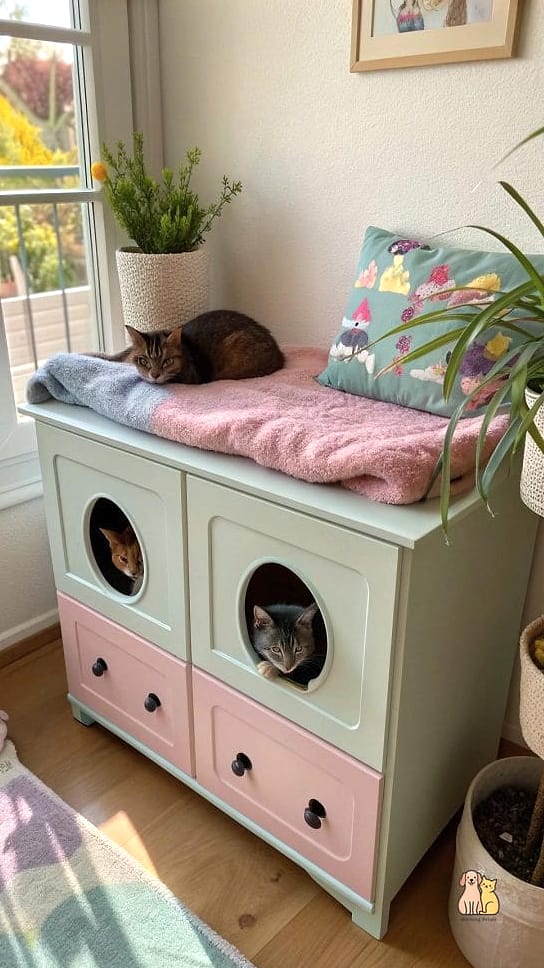 The Repurposed Dresser Cat Condo