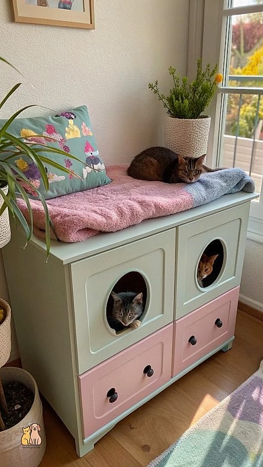 50 Budget-friendly Cat Food Station Ideas Your Pet Will Beg For More 18 The Repurposed Dresser Drawer
