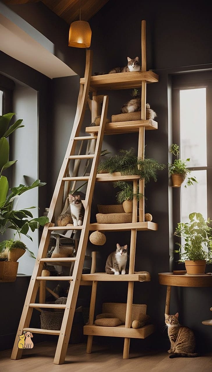 The Repurposed Ladder Cat Climb