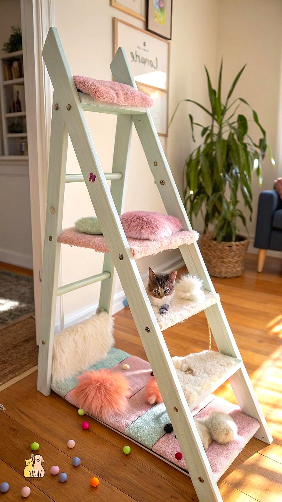 The Repurposed Ladder Cat Tree