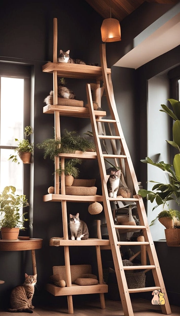 The Repurposed Ladder Cat Tree