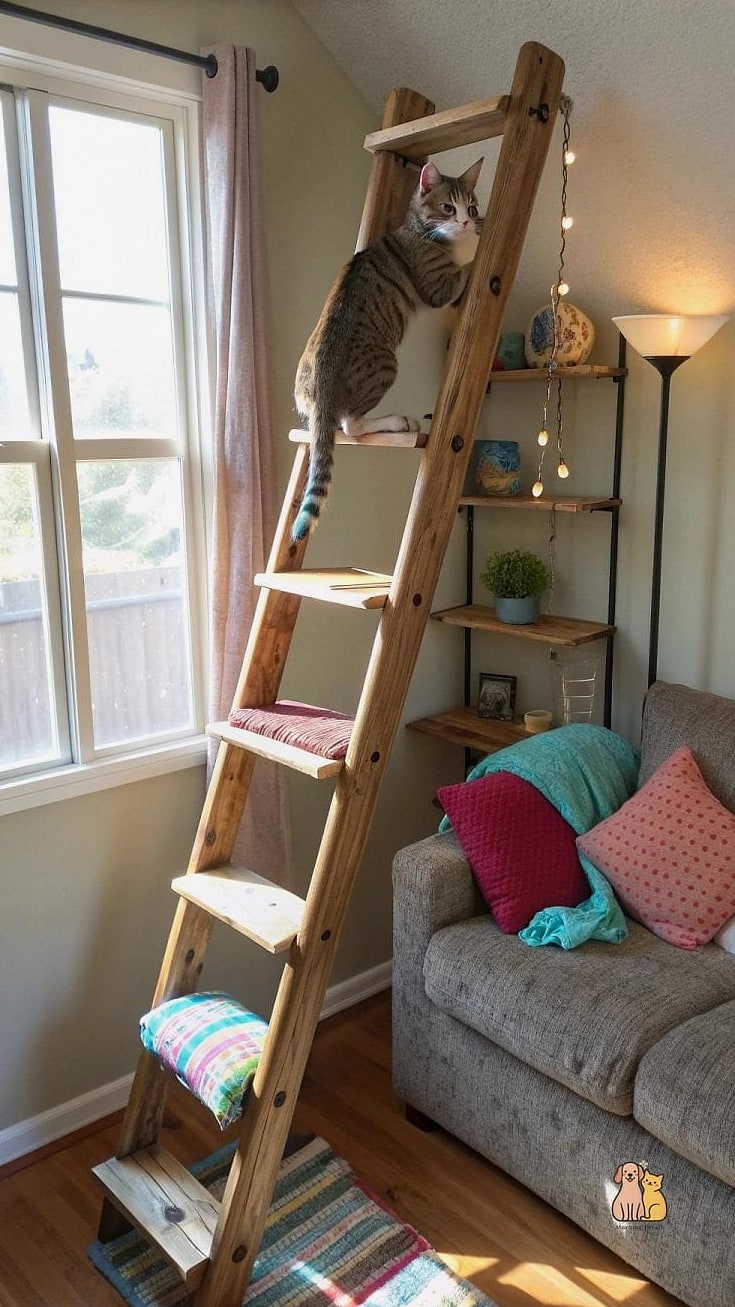 A Repurposed Ladder Cat Climber