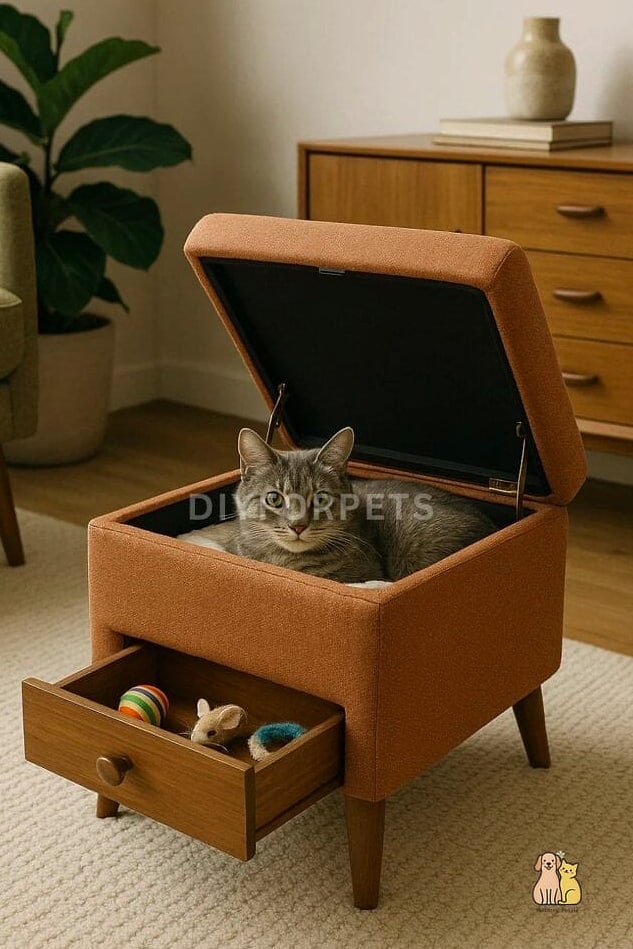 The Repurposed Ottoman Cat Bed