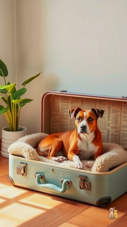 The Repurposed Suitcase Dog Bed