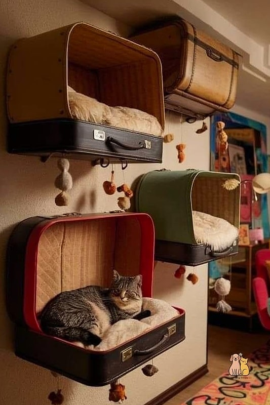 The Repurposed Suitcase Cat Bed