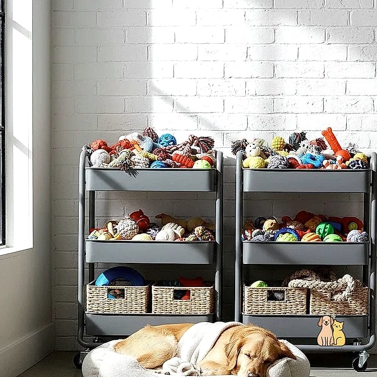 Rolling Storage Cart With Bins