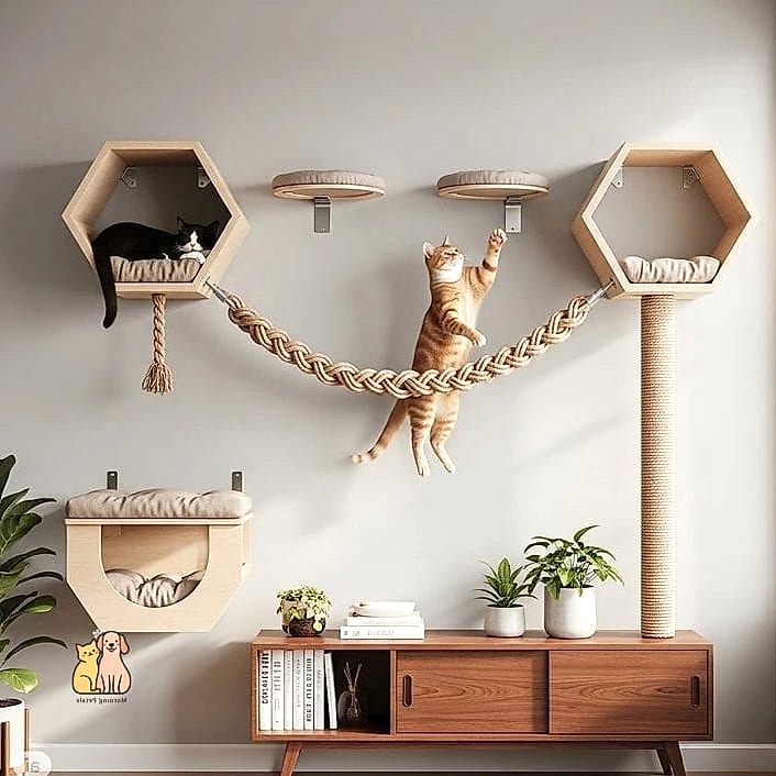 The Rope-Wrapped Cat Tree with Hammock