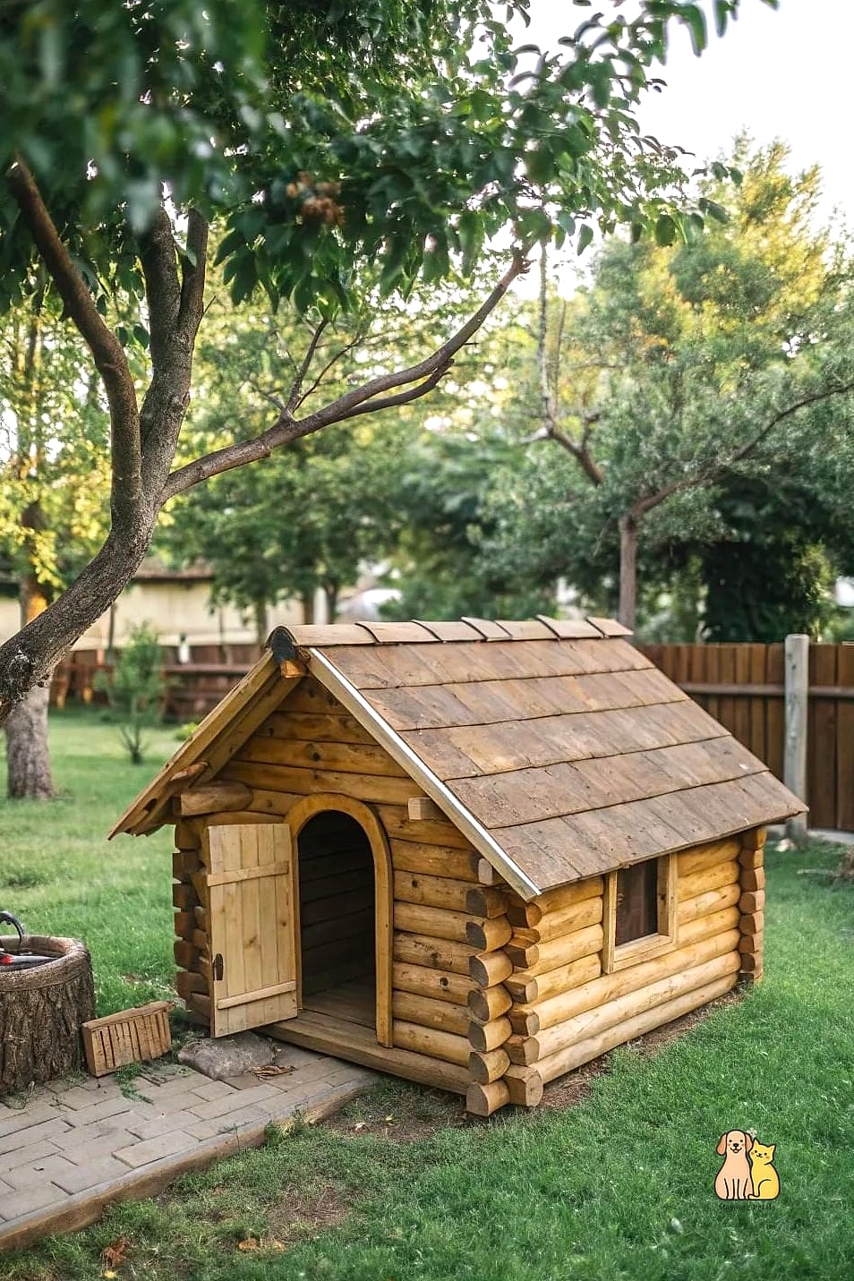 20 Stunning Dog Houses For Multiple Dogs Guaranteed to Make You Smile 8 The Rustic Log Cabin Duplex