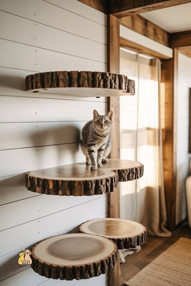 Rustic Log Slice Shelf