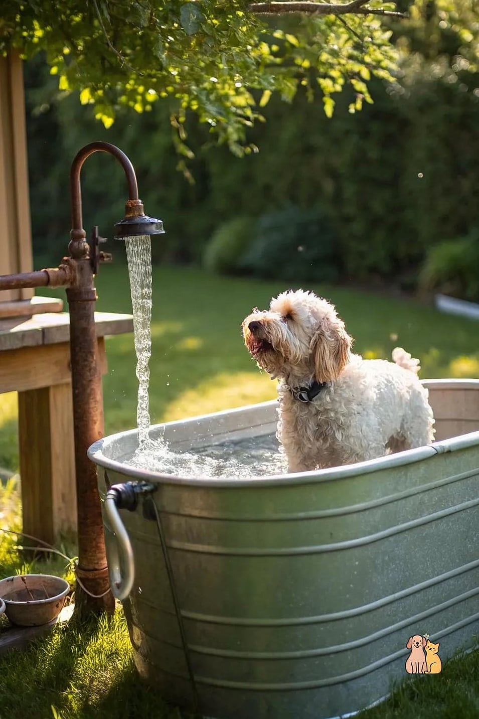 15 Gorgeous Dog Washing Station That Will Restore Your Faith in the World 7 The Rustic Stock Tank Station
