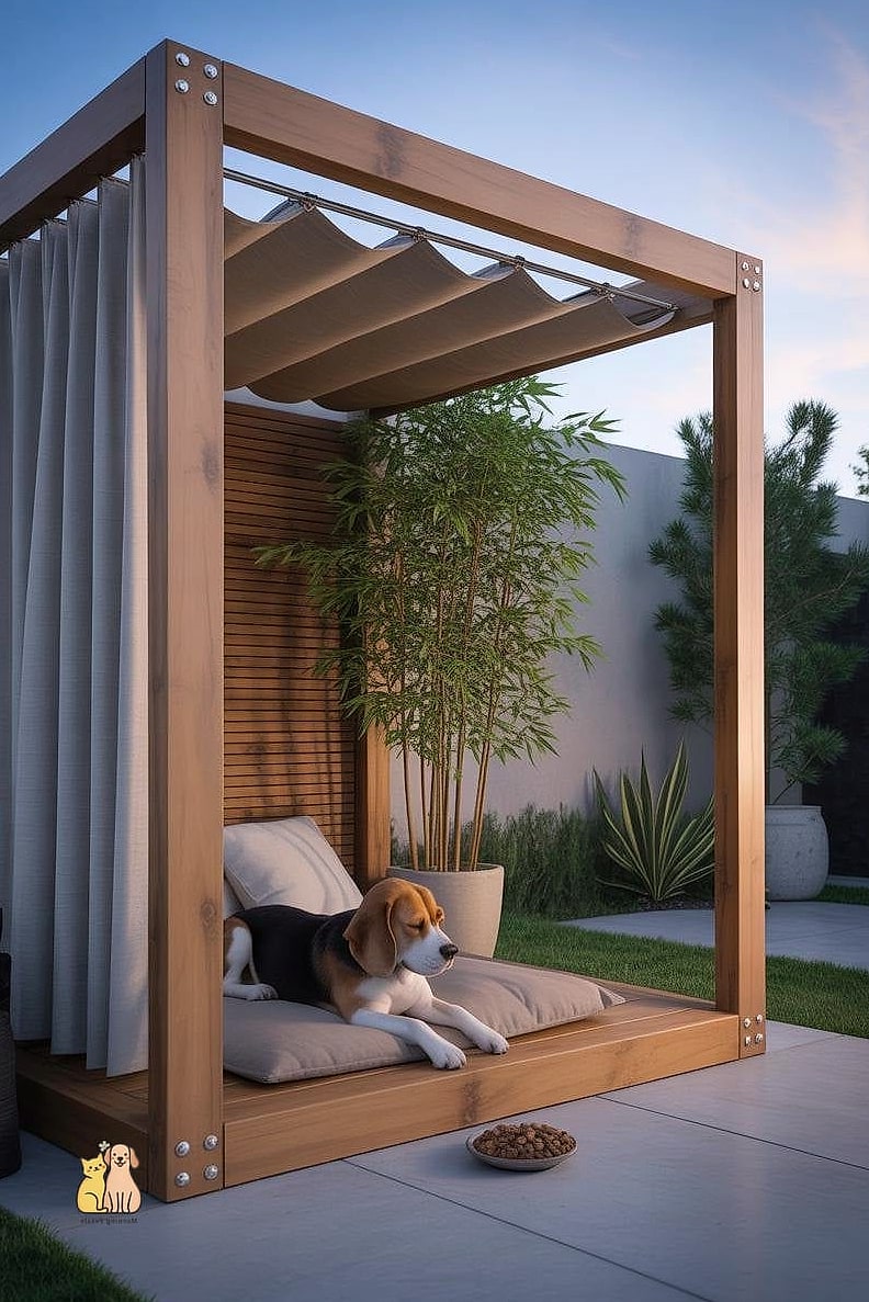 23 Precious Dog Yard Landscaping That Will Restore Your Faith in the World 5 A Shaded Pergola Nap Zone