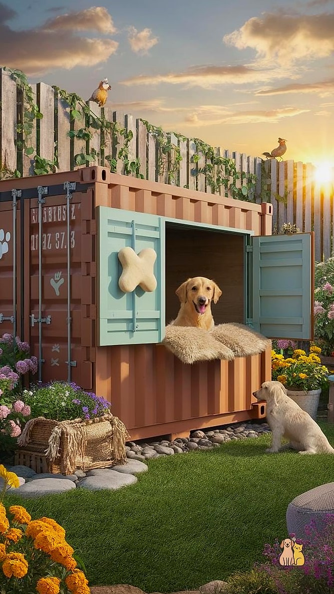 20 Stunning Dog Houses For Multiple Dogs Guaranteed to Make You Smile 14 The Stacked Container-Style House