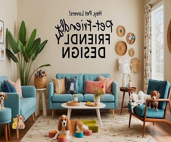 30 Perfect Dog Friendly Living Room Ideas That Will Inspire You 14 Statement Wall with a Dog Portrait or Silhouette Art