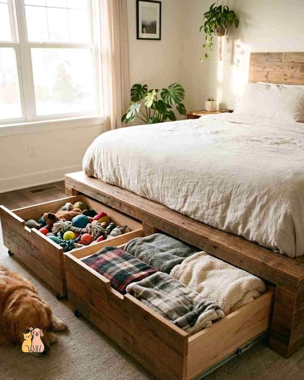 8. Storage Bed With a Hidden Dog Bed Compartment