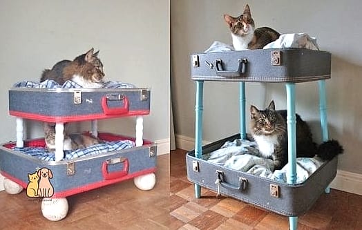 45 Easy Diy Cat Condo to Try Right Now 22 The Suitcase Bed Condo