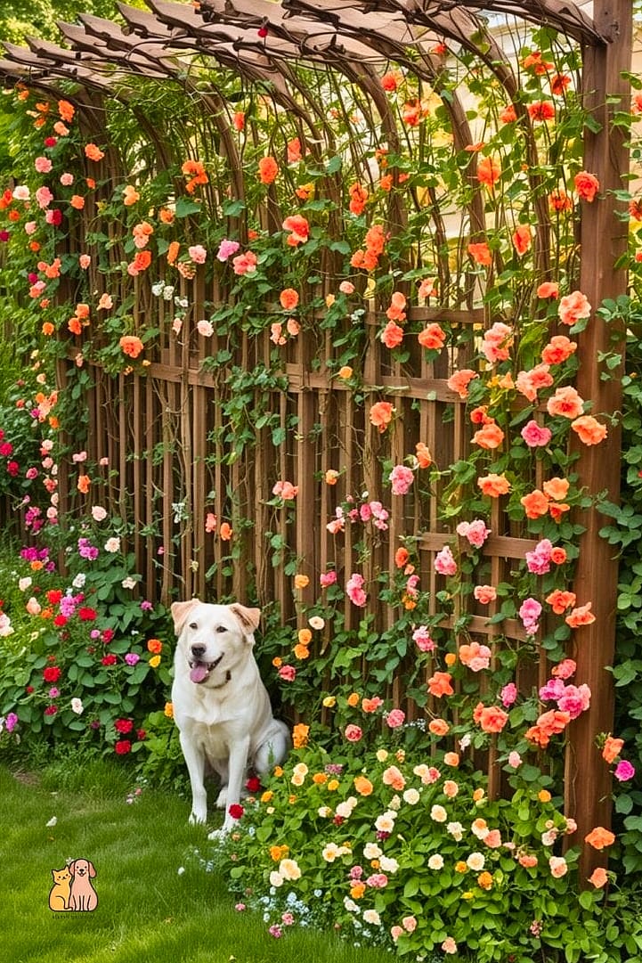 Trellis Fencing with Climbing Plants