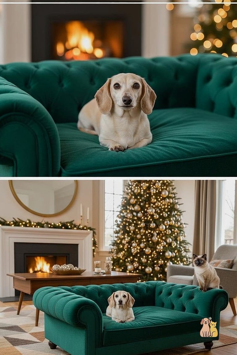 The Tufted Velvet Dog Chaise