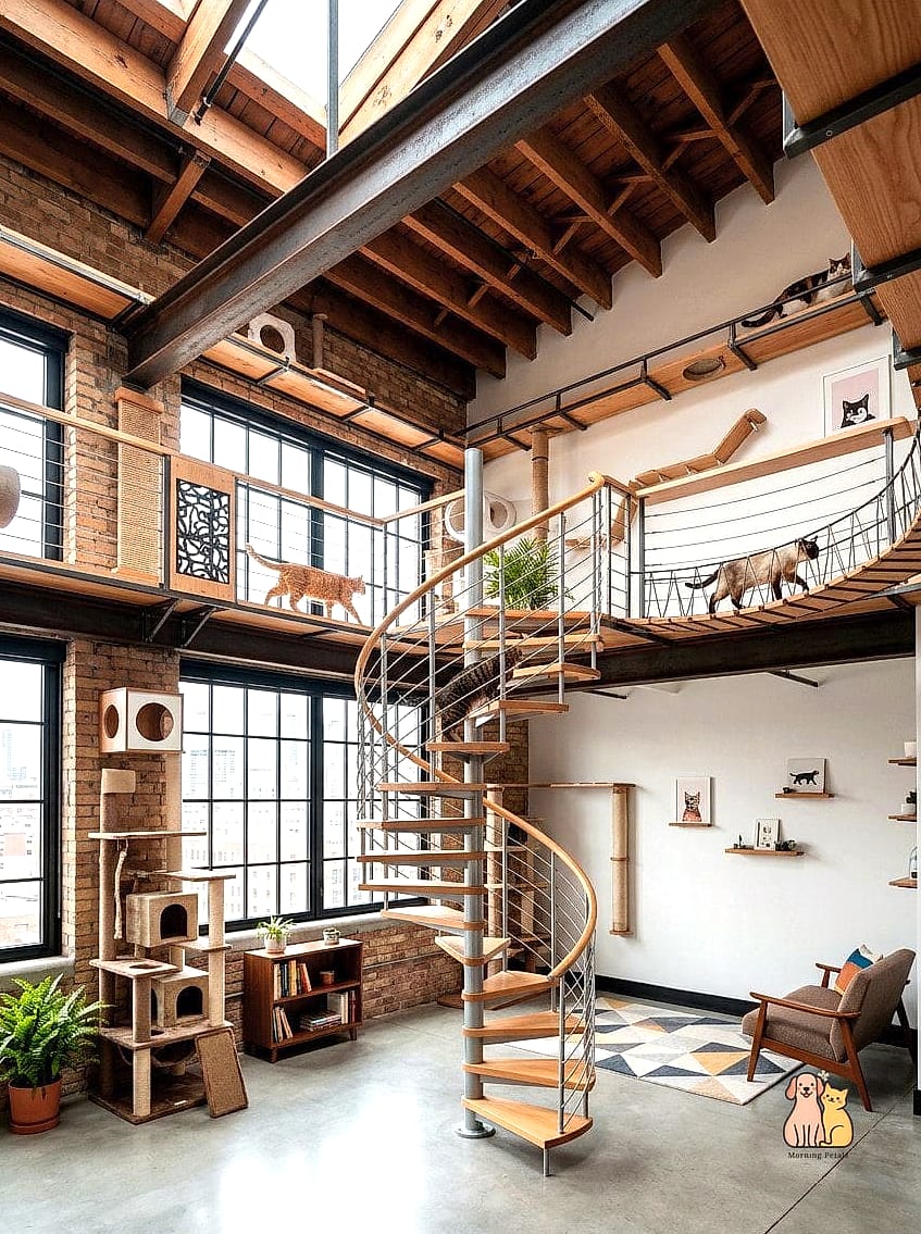 A Two-Story Cat Loft With Stairs
