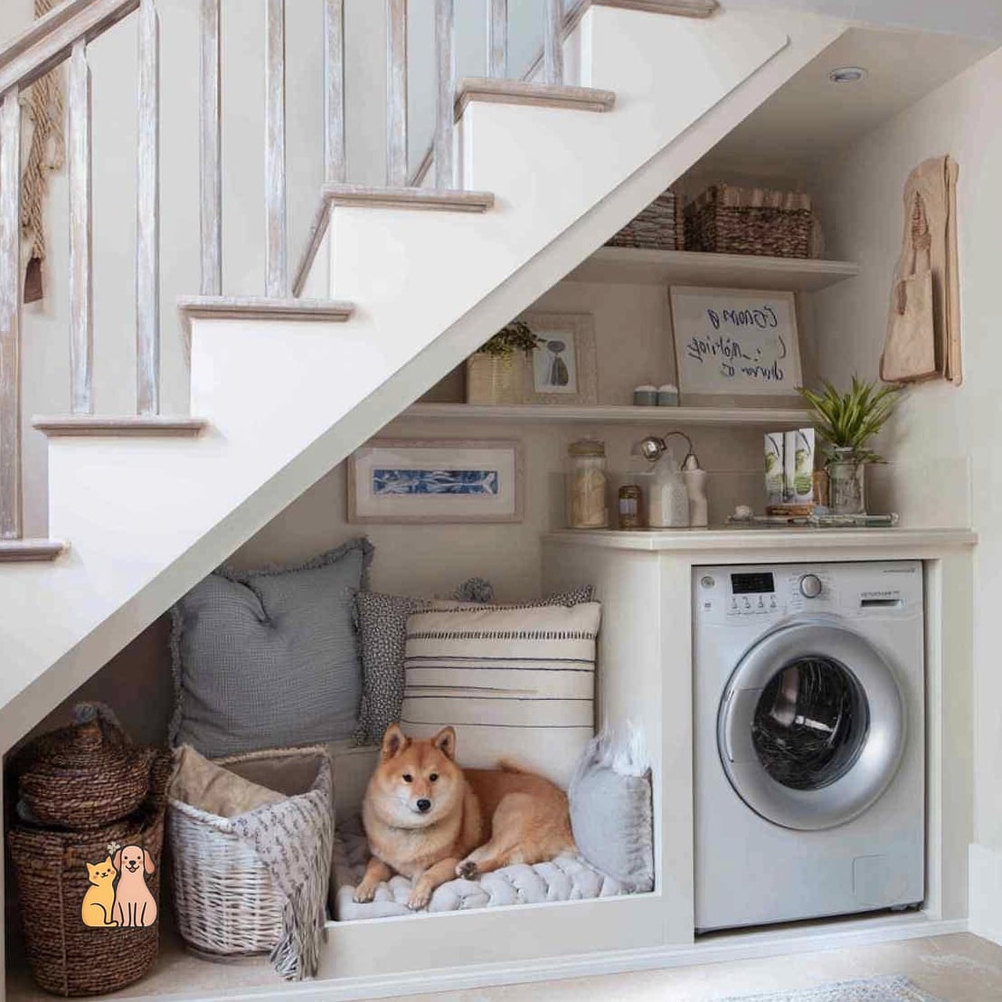 Under Stairs Dog Washing Station