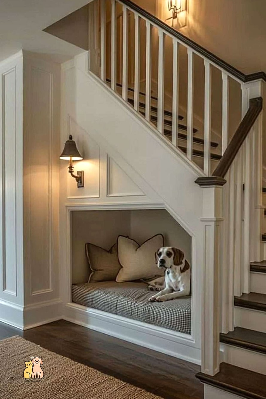 30 Incredible Dog Places In House You Need in Your Life Right Now 2 The Under-Stairs Nook