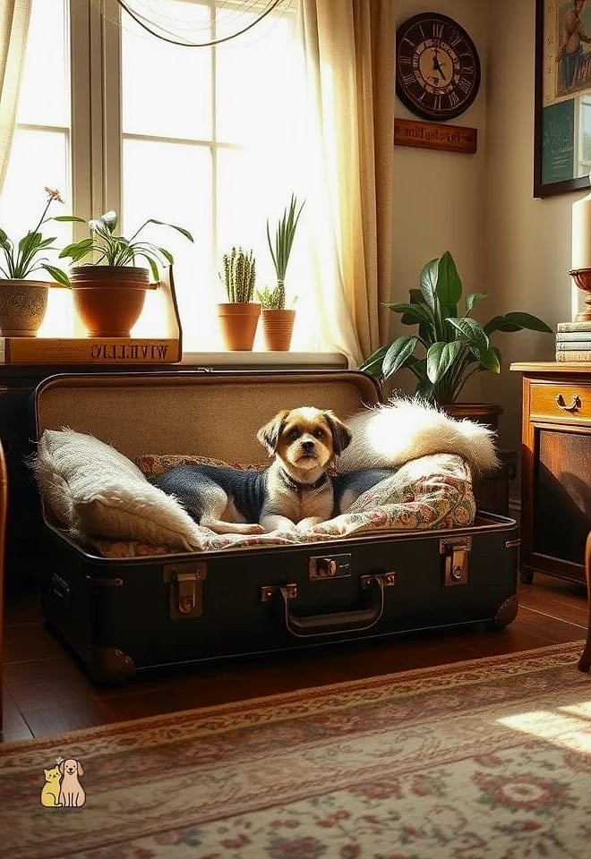 The Upcycled Suitcase Dog Seat