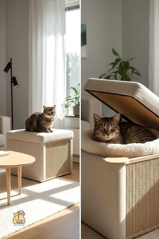The Upholstered Cat Ottoman