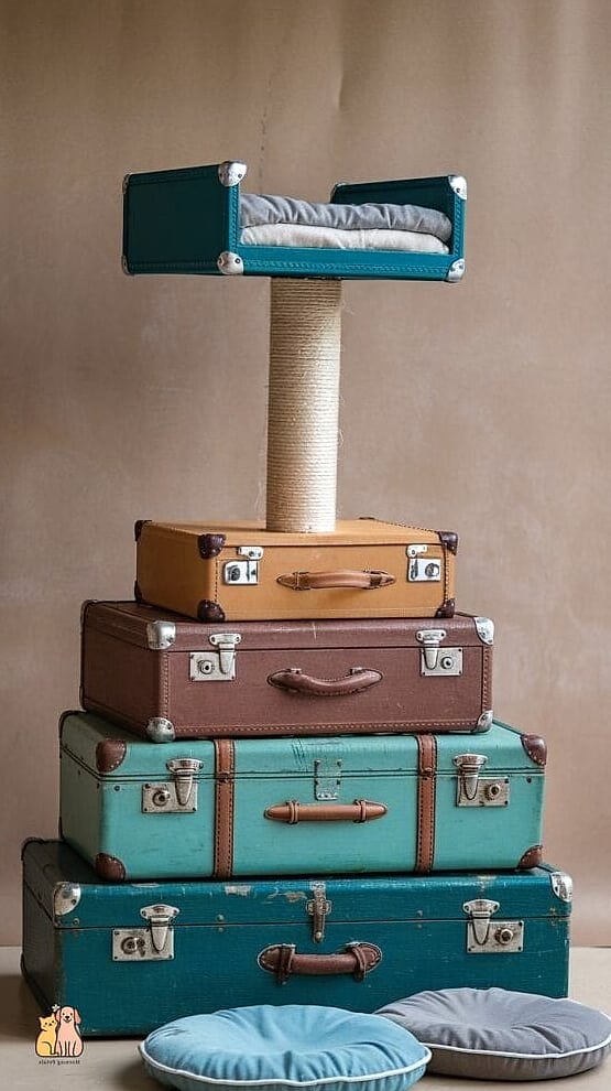 45 Budget-friendly Cat Eating Station Ideas Worth Pinning Immediately 14 The Vintage Suitcase Feeder