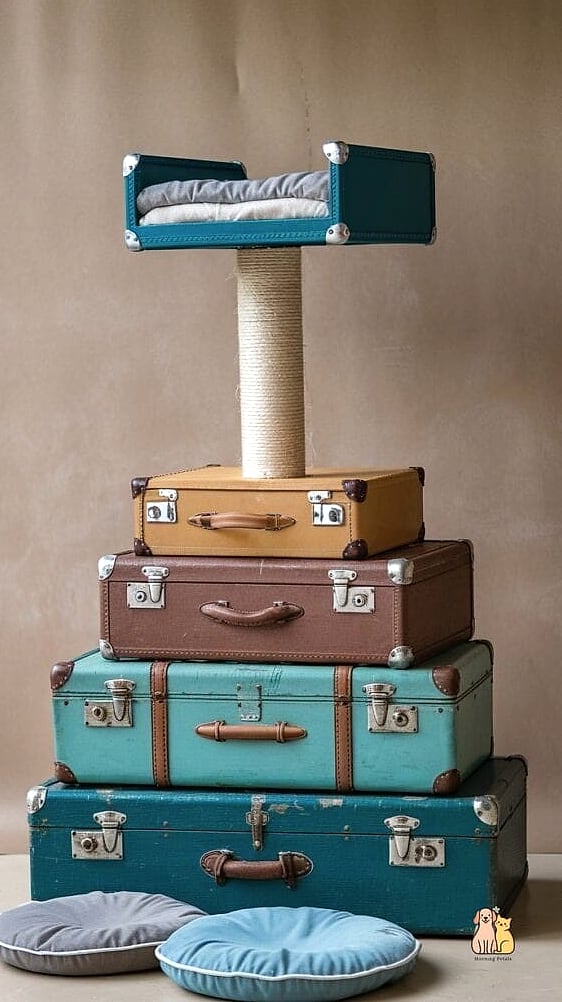 50 Budget-friendly Cat Food Station Ideas Your Pet Will Beg For More 9 The Vintage Suitcase Feeder