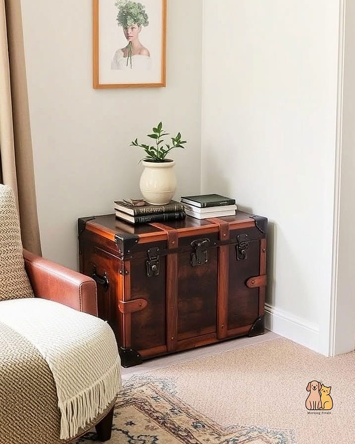 20 Clever Dog Corner Ideas That Are Totally Worth It 13 The Vintage Trunk Storage Corner