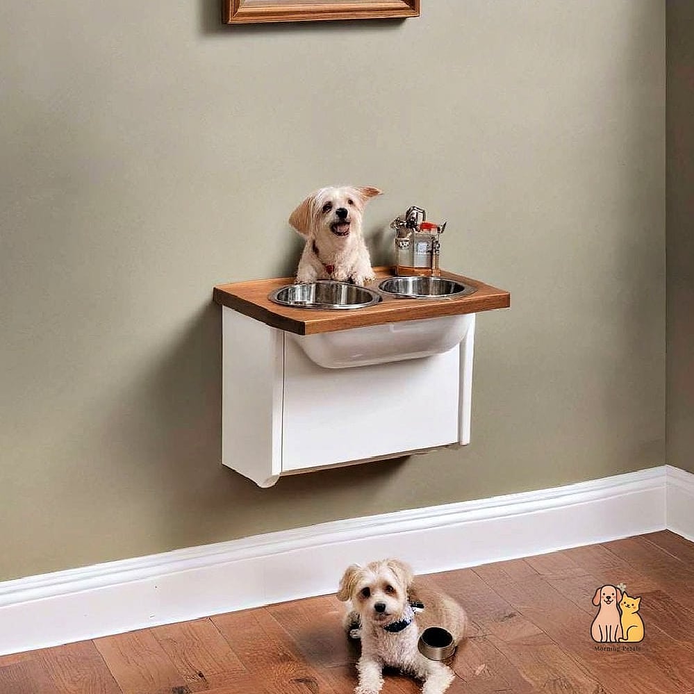 15 Brilliant Dog Wall Ideas Worth Pinning Immediately 3 A Wall-Mounted Feeding Station