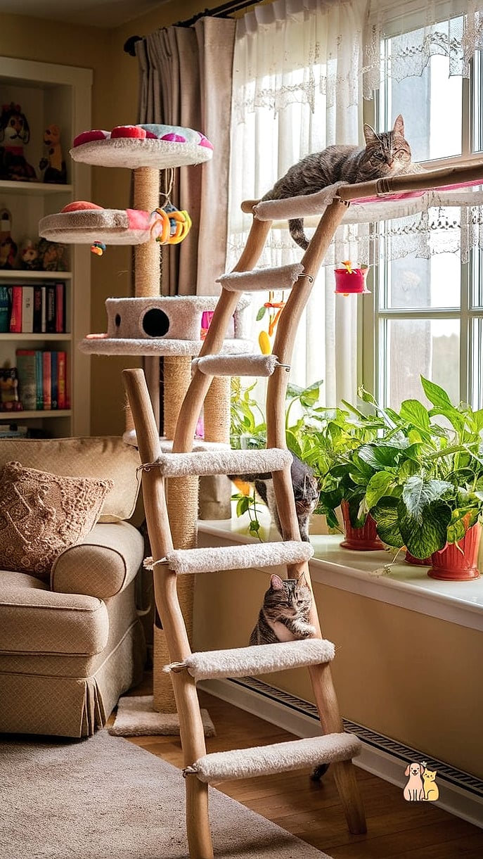 35 Precious Cool Cat Trees That Prove Pets Are the Best 14 The Window Perch Tower