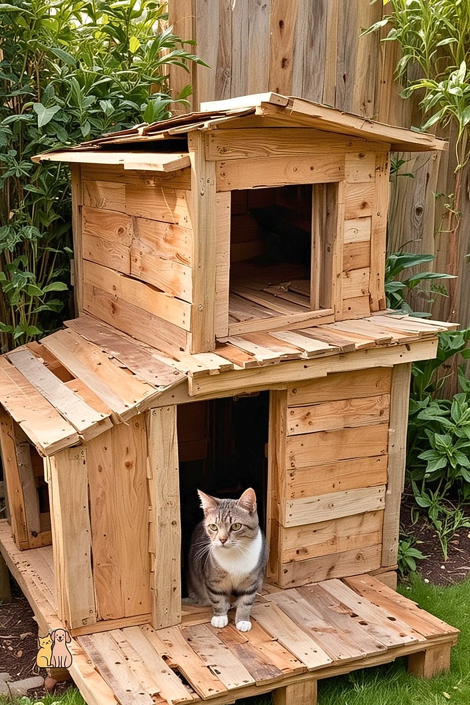 Wooden A-Frame Cat Chalet