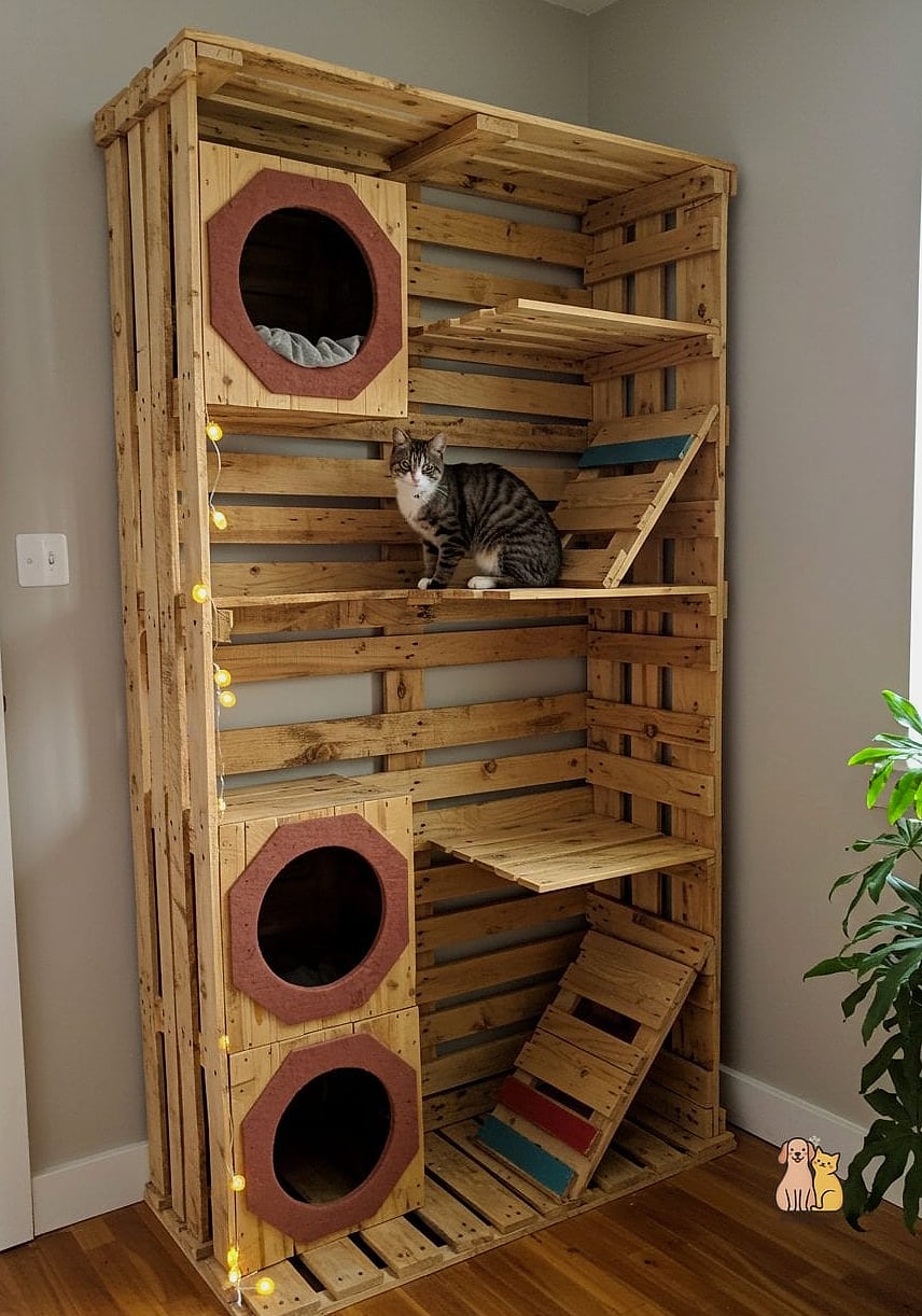 The Wooden Pallet Cat House